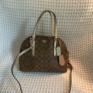 Coach Peyton Signature Cora Domed Satchel Crossbody Bag